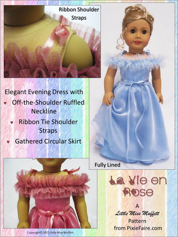 Little Miss Muffett 18 Inch Modern La Vie en Rose 18" Doll Clothes Pattern Pixie Faire