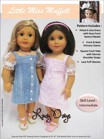 Little Miss Muffett 18 Inch Modern Lacy Days 18" Doll Clothes Pattern Pixie Faire