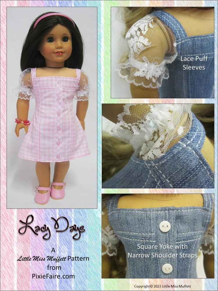 Little Miss Muffett 18 Inch Modern Lacy Days 18" Doll Clothes Pattern Pixie Faire