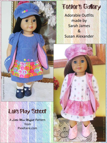 Little Miss Muffett 18 Inch Modern Let's Play 'School' 18" Doll Clothes Pattern Pixie Faire