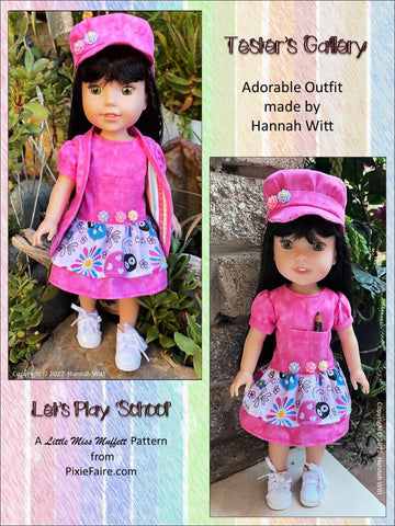 Little Miss Muffett WellieWishers Let's Play School 14.5" Doll Clothes Pattern Pixie Faire