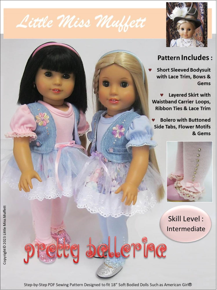 Little Miss Muffett 18 Inch Modern Pretty Ballerina 18" Doll Clothes Pixie Faire