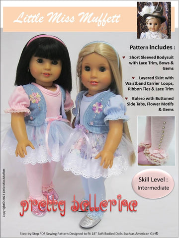 Little Miss Muffett 18 Inch Modern Pretty Ballerina 18" Doll Clothes Pixie Faire
