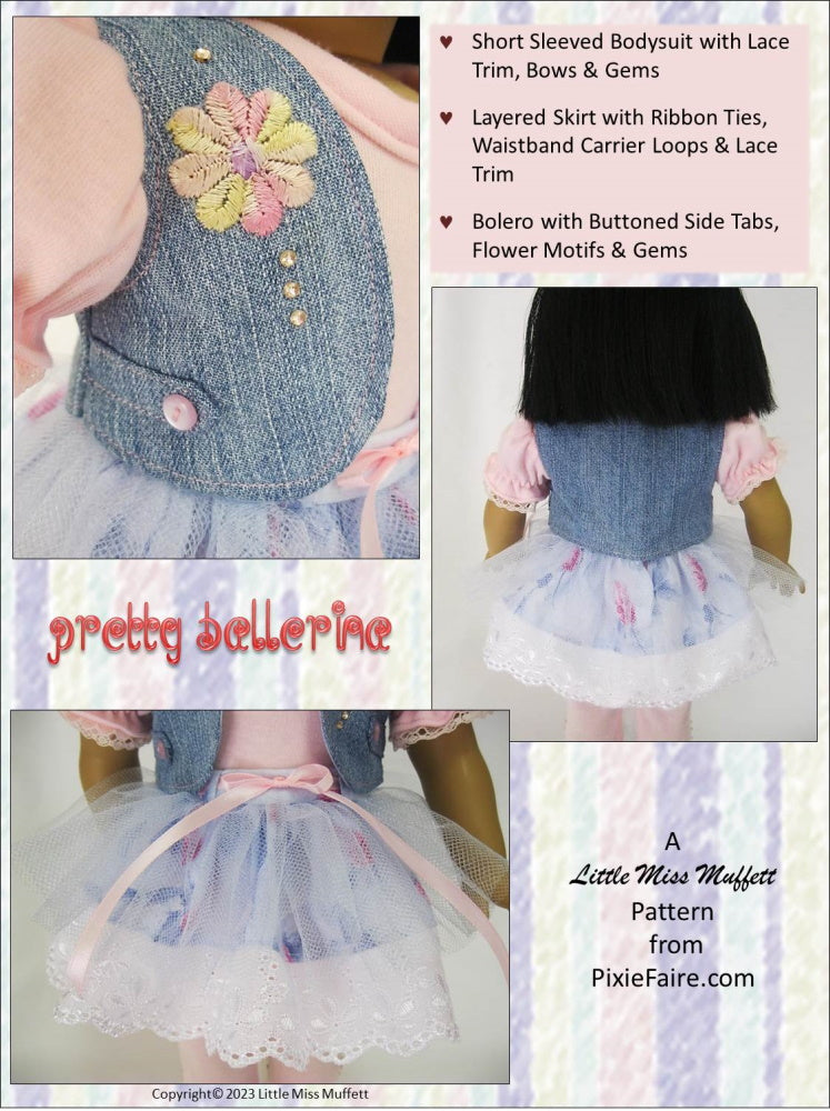Little Miss Muffett 18 Inch Modern Pretty Ballerina 18" Doll Clothes Pixie Faire