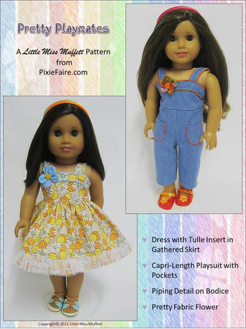 Little Miss Muffett 18 Inch Modern Pretty Playmates 18" Doll Clothes Pattern Pixie Faire