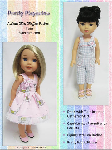 Little Miss Muffett 18 Inch Modern Pretty Playmates 14.5" Doll Clothes Pattern Pixie Faire