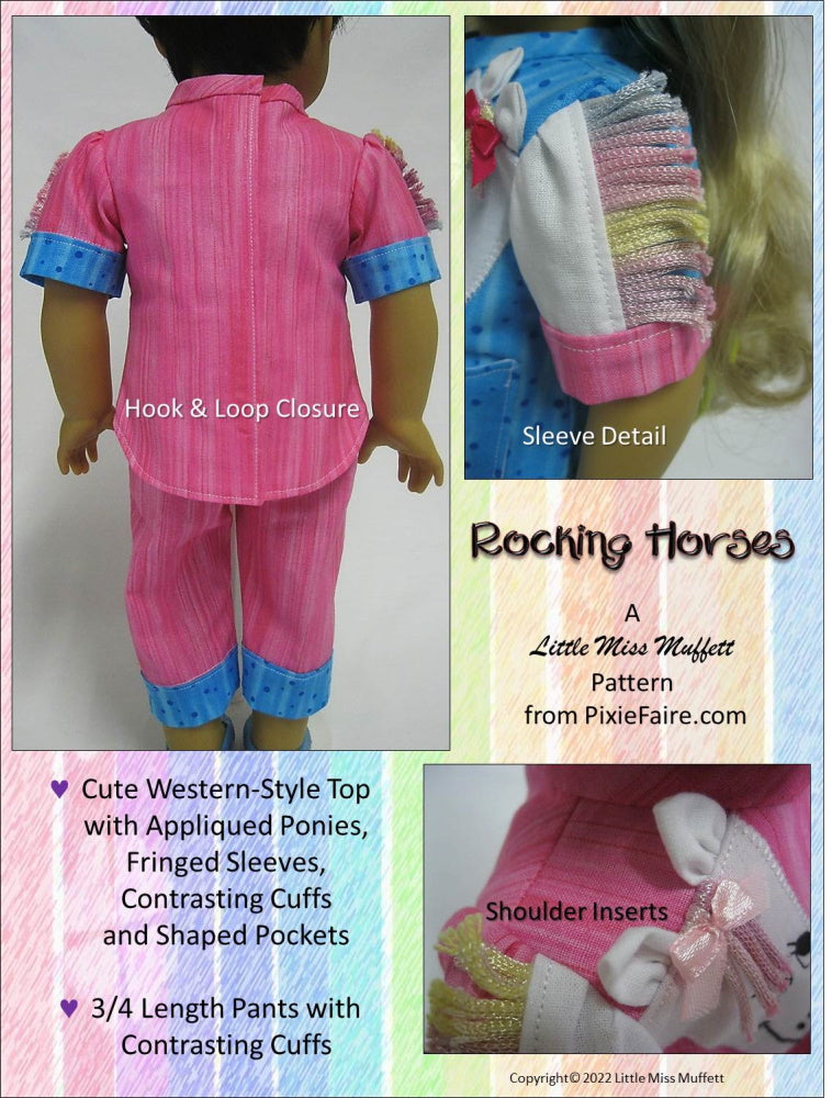 Little Miss Muffett 18 Inch Modern Rocking Horses 18" Doll Clothes Pattern Pixie Faire