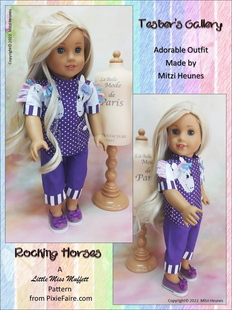 Little Miss Muffett 18 Inch Modern Rocking Horses 18" Doll Clothes Pattern Pixie Faire