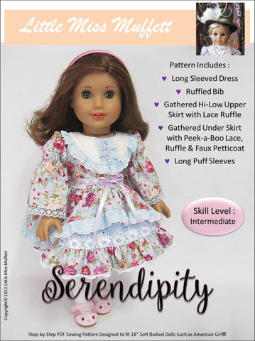 Little Miss Muffett 18 Inch Modern Serendipity 18" Doll Clothes Pattern Pixie Faire