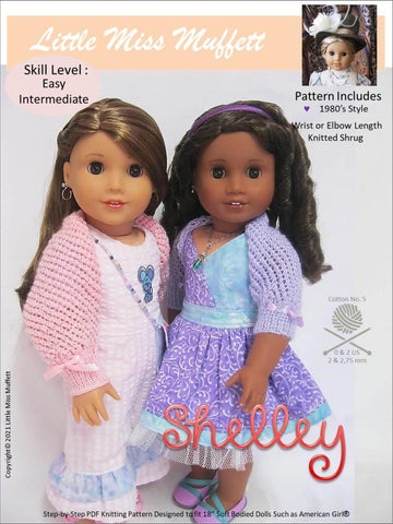 Little Miss Muffett Knitting Shelley 18" Doll Clothes Knitting Pattern Pixie Faire