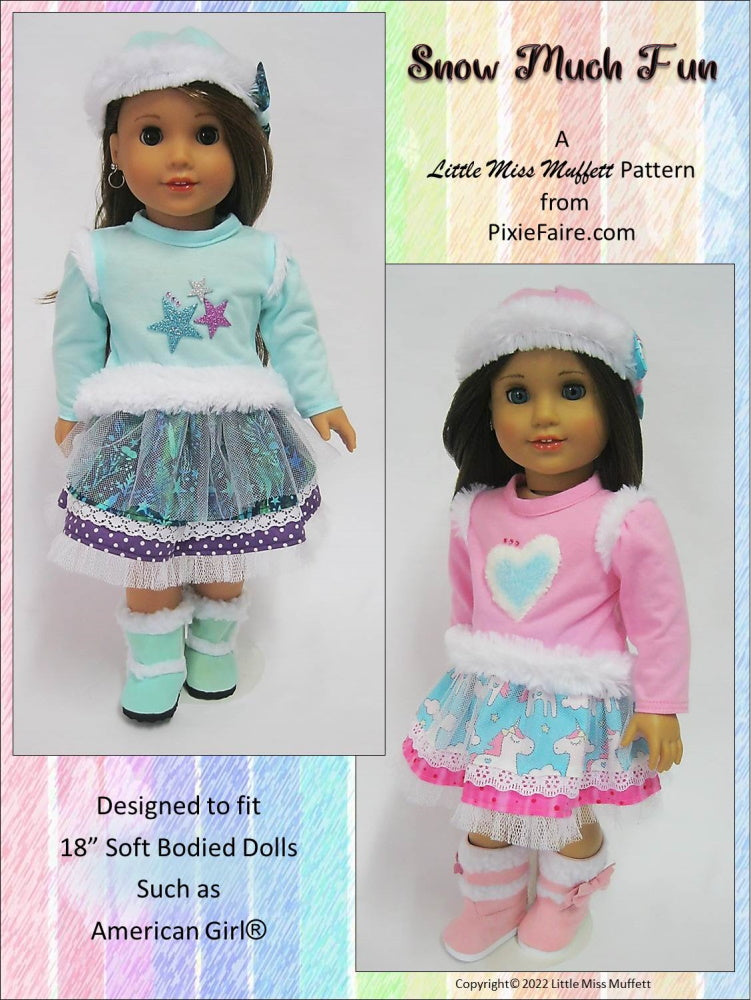 Little Miss Muffett 18 Inch Modern Snow Much Fun 18" Doll Clothes Pattern Pixie Faire