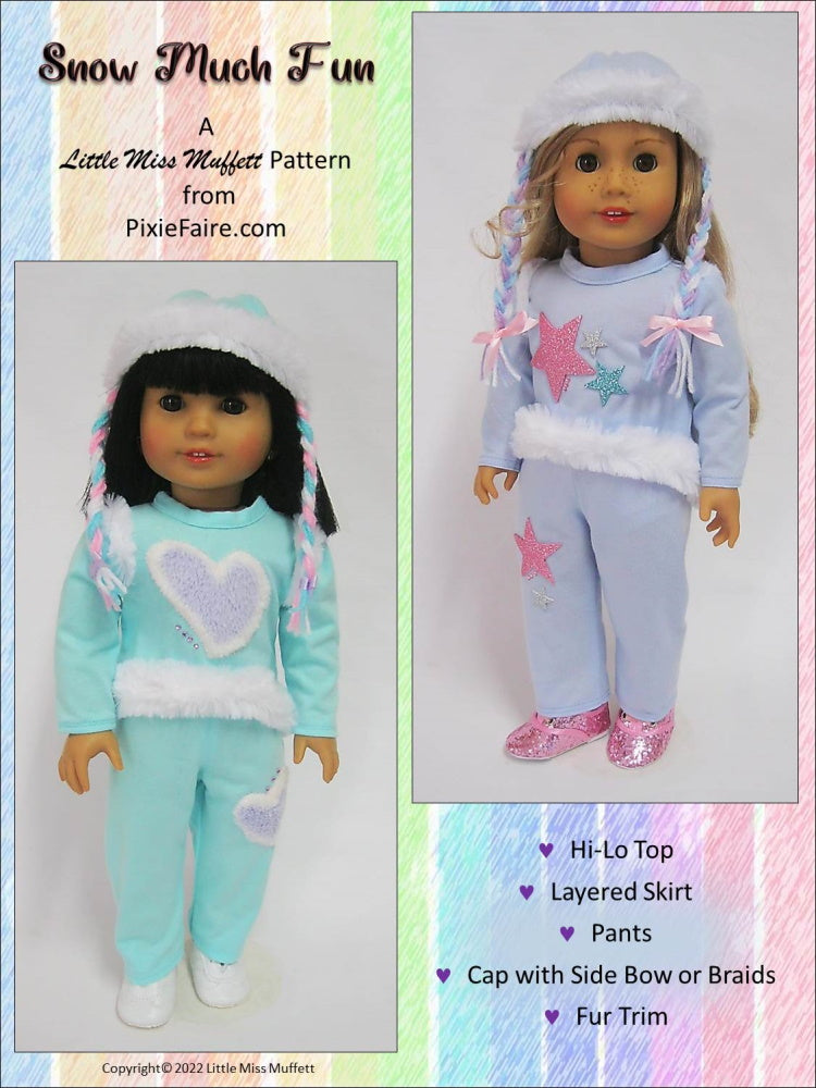 Little Miss Muffett 18 Inch Modern Snow Much Fun 18" Doll Clothes Pattern Pixie Faire