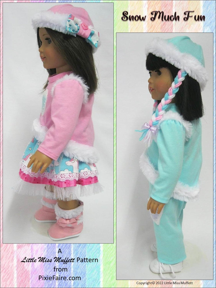 Little Miss Muffett 18 Inch Modern Snow Much Fun 18" Doll Clothes Pattern Pixie Faire