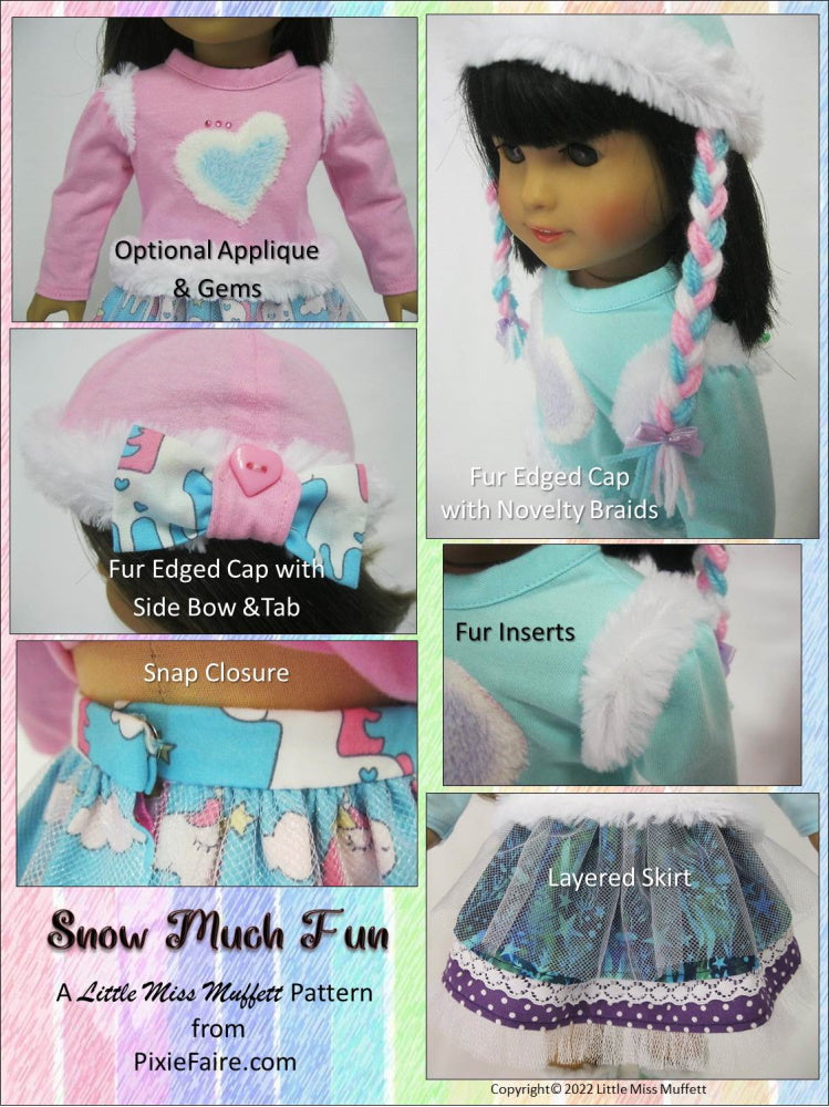 Little Miss Muffett 18 Inch Modern Snow Much Fun 18" Doll Clothes Pattern Pixie Faire