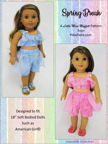 Little Miss Muffett 18 Inch Modern Spring Break 18" Doll Clothes Pattern Pixie Faire