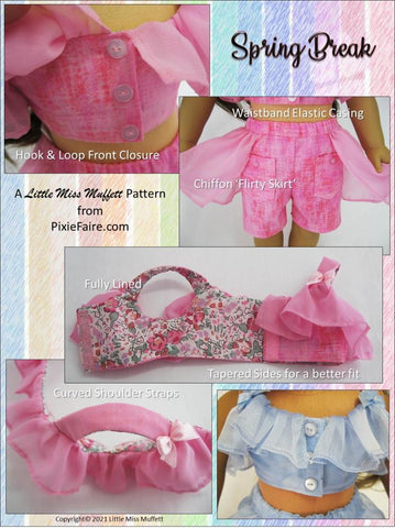 Little Miss Muffett 18 Inch Modern Spring Break 18" Doll Clothes Pattern Pixie Faire