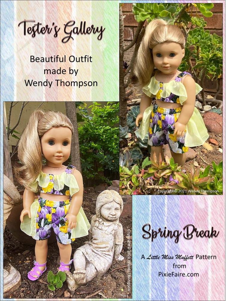 Little Miss Muffett 18 Inch Modern Spring Break 18" Doll Clothes Pattern Pixie Faire