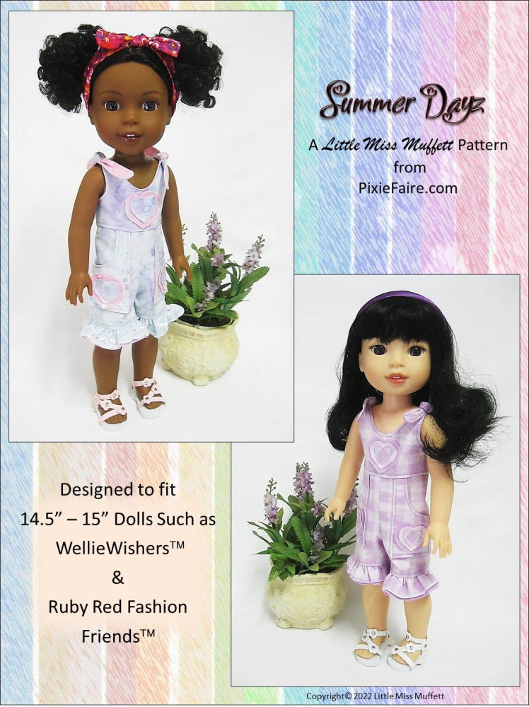Little Miss Muffett WellieWishers Summer Dayz Pattern For 14.5-15 Inch Dolls Pixie Faire