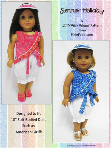 Little Miss Muffett 18 Inch Modern Summer Holiday Pattern For 18 Inch Dolls Pixie Faire