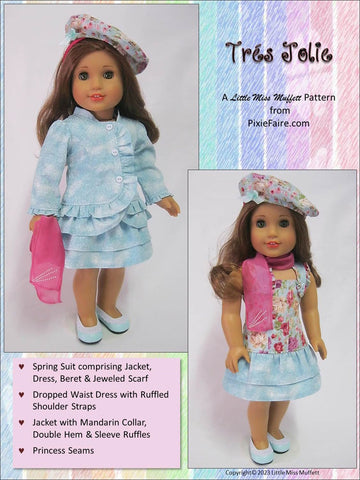 Little Miss Muffett 18 Inch Modern Tres Jolie 18" Doll Clothes Pattern Pixie Faire