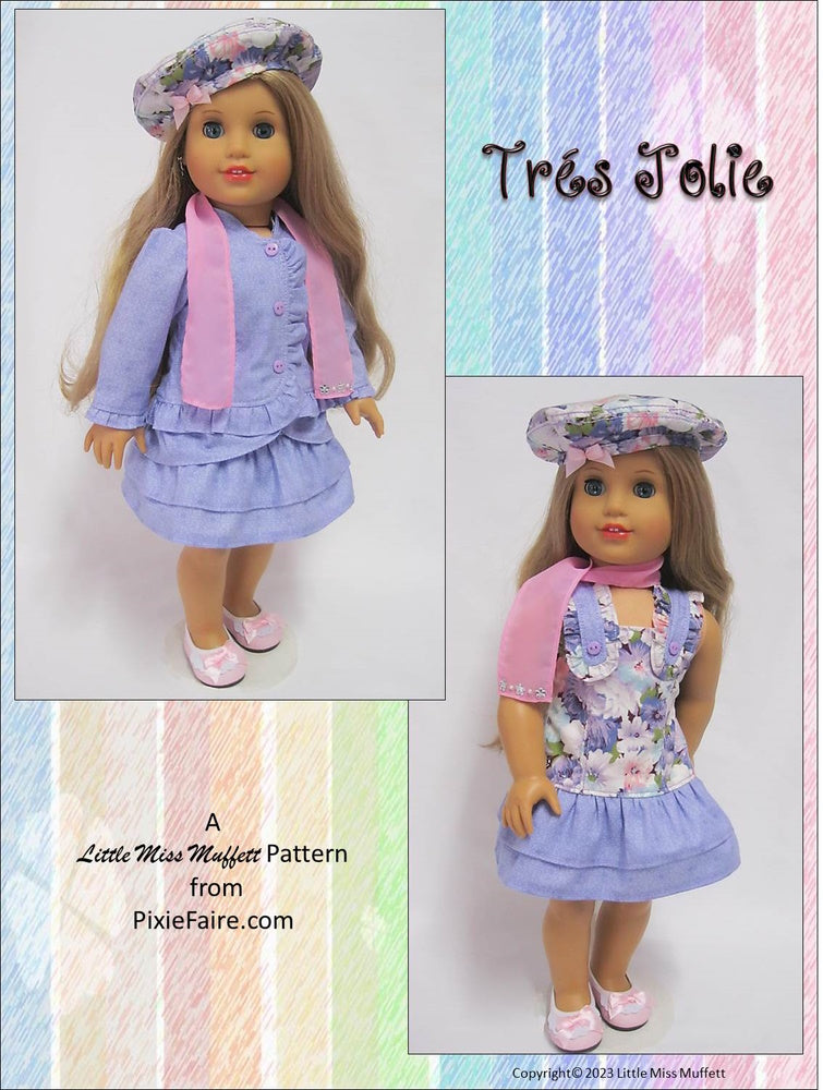 Little Miss Muffett 18 Inch Modern Tres Jolie 18" Doll Clothes Pattern Pixie Faire