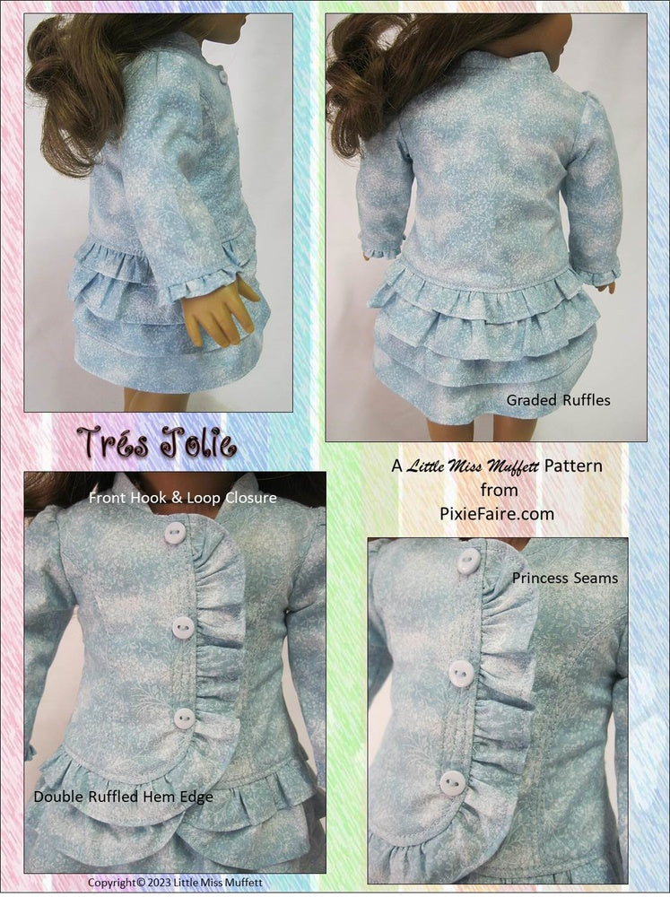 Little Miss Muffett 18 Inch Modern Tres Jolie 18" Doll Clothes Pattern Pixie Faire