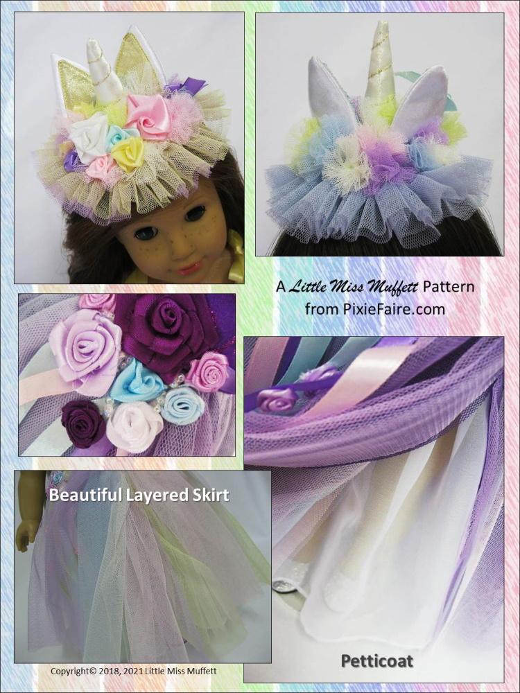 Little Miss Muffett 18 Inch Modern Unicorns & Sugarplums 18" Doll Clothes Pattern Pixie Faire