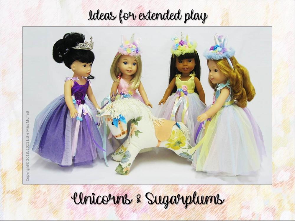 Little Miss Muffett WellieWishers Unicorns & Sugarplums 14.5" Doll Clothes Pattern Pixie Faire