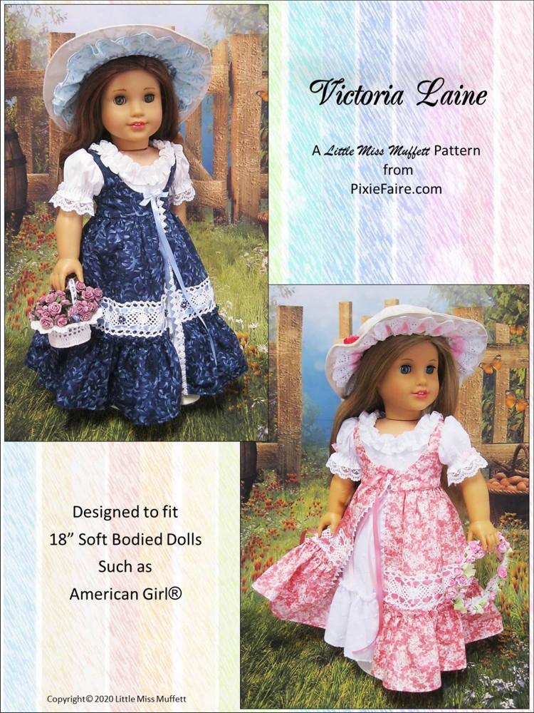 Little Miss Muffett 18 Inch Historical Victoria Laine 18" Doll Clothes Pattern Pixie Faire
