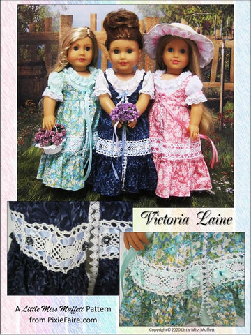 Little Miss Muffett 18 Inch Historical Victoria Laine 18" Doll Clothes Pattern Pixie Faire