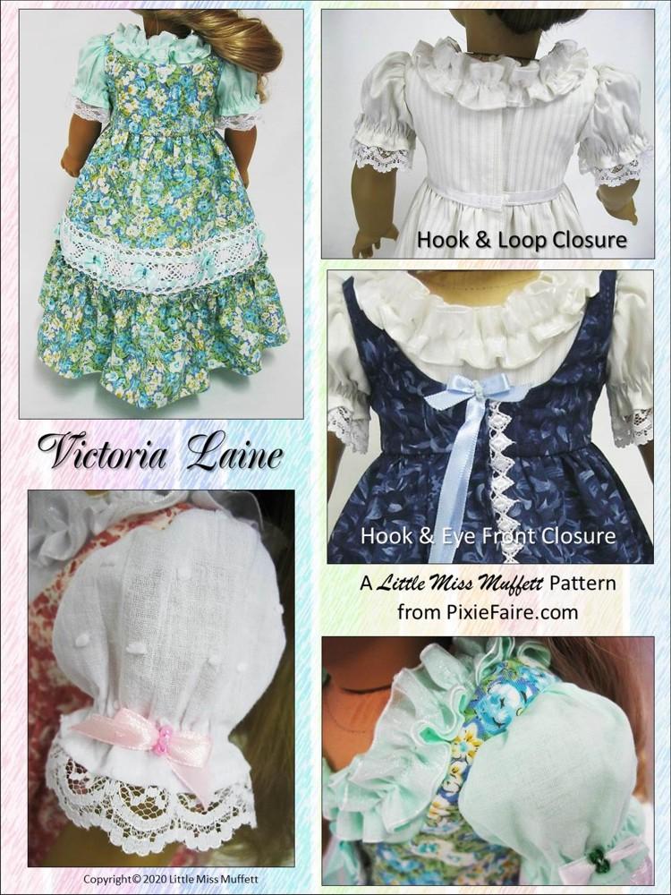 Little Miss Muffett 18 Inch Historical Victoria Laine 18" Doll Clothes Pattern Pixie Faire
