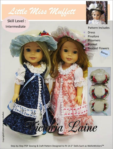 Little Miss Muffett WellieWishers Victoria Laine 14.5" Doll Clothes Pattern Pixie Faire