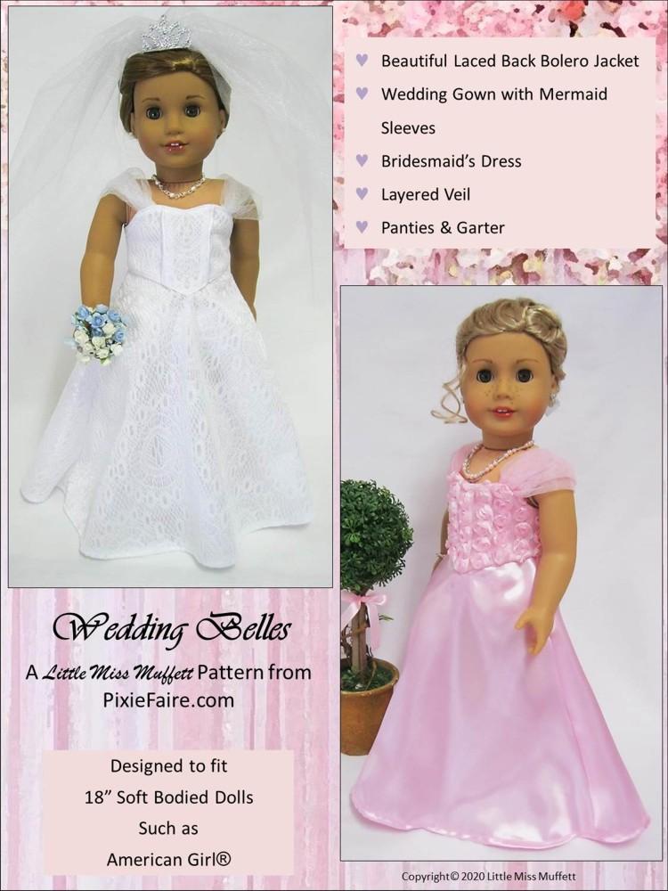 Little Miss Muffett 18 Inch Modern Wedding Belles 18" Doll Clothes Pattern Pixie Faire