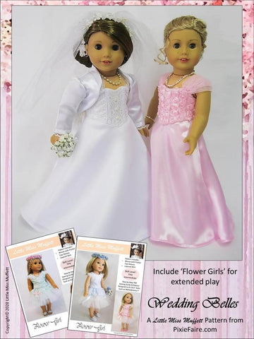 Little Miss Muffett 18 Inch Modern Wedding Belles 18" Doll Clothes Pattern Pixie Faire