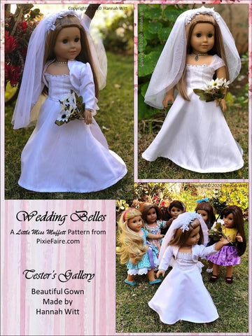 Little Miss Muffett 18 Inch Modern Wedding Belles 18" Doll Clothes Pattern Pixie Faire