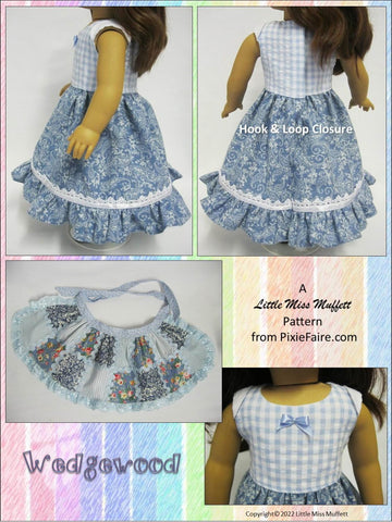 Little Miss Muffett 18 Inch Modern Wedgewood Dress and Hat Pattern for 18" Dolls Pixie Faire