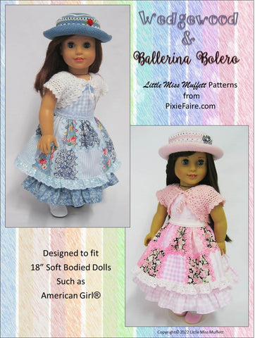 Little Miss Muffett 18 Inch Modern Wedgewood and Ballerina Bolero Bundle Pattern for 18" Dolls Pixie Faire