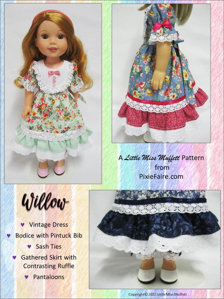 Little Miss Muffett WellieWishers Willow 14.5" Doll Clothes Pattern Pixie Faire