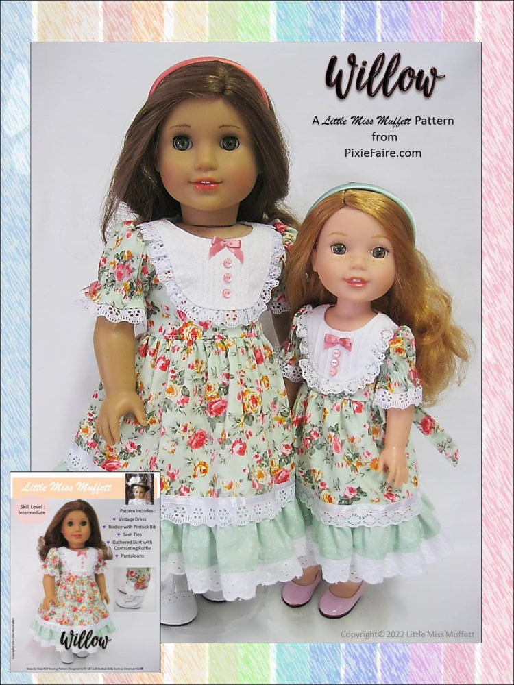 Little Miss Muffett WellieWishers Willow 14.5" Doll Clothes Pattern Pixie Faire