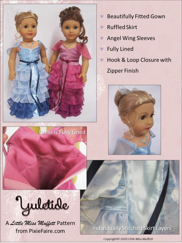 Little Miss Muffett 18 Inch Modern Yuletide 18" Doll Clothes Pattern Pixie Faire