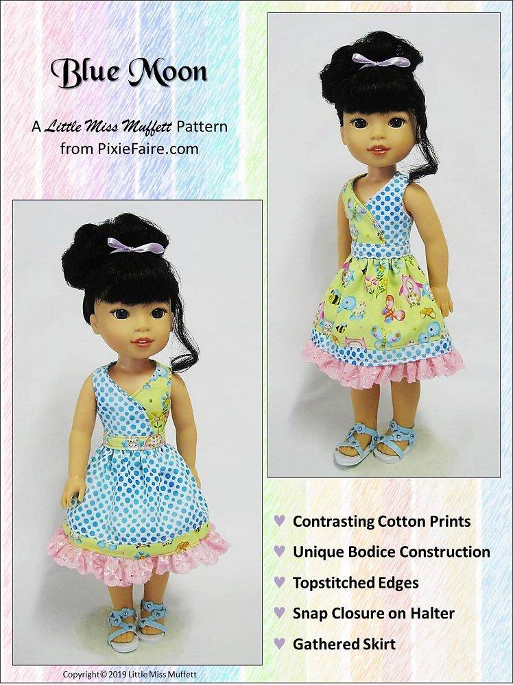 Little Miss Muffett WellieWishers Blue Moon 14-14.5" Doll Clothes Pattern Pixie Faire