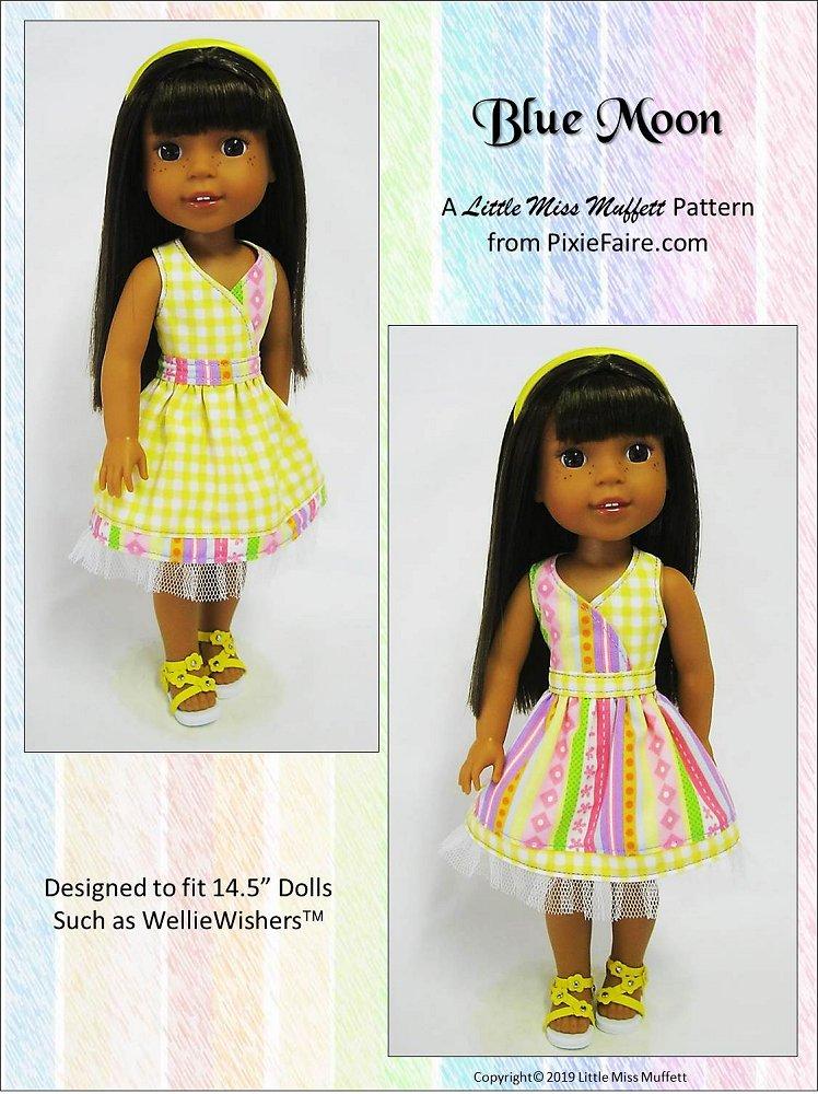 Little Miss Muffett WellieWishers Blue Moon 14-14.5" Doll Clothes Pattern Pixie Faire