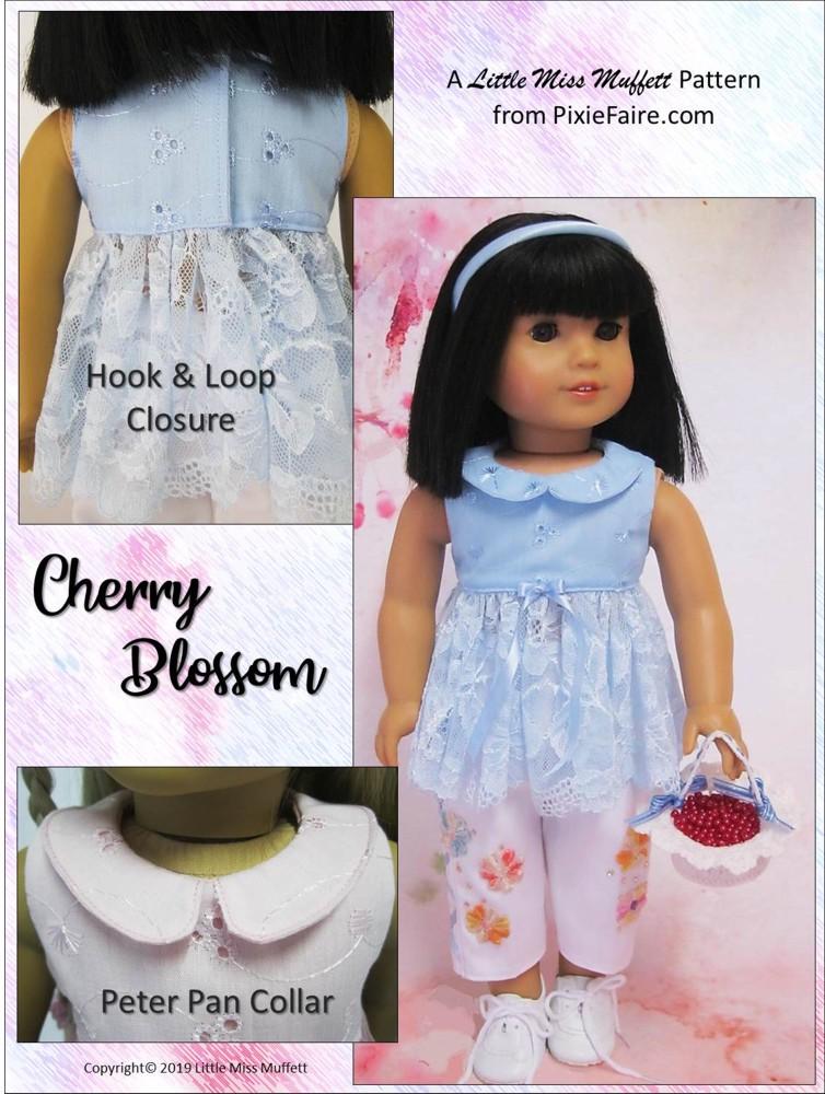 Little Miss Muffett 18 Inch Modern Cherry Blossom 18" Doll Clothes Pattern Pixie Faire