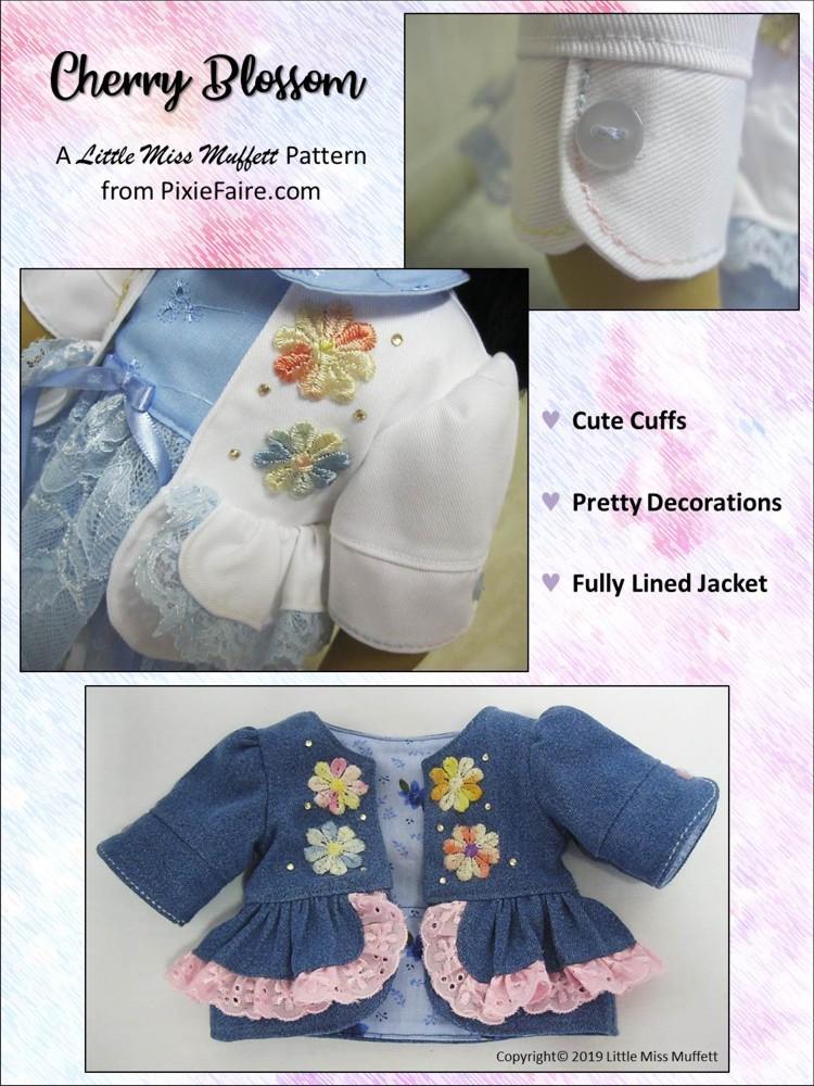 Little Miss Muffett 18 Inch Modern Cherry Blossom 18" Doll Clothes Pattern Pixie Faire