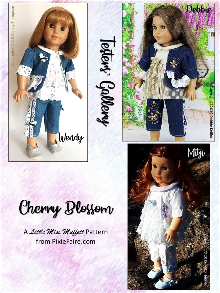 Little Miss Muffett 18 Inch Modern Cherry Blossom 18" Doll Clothes Pattern Pixie Faire