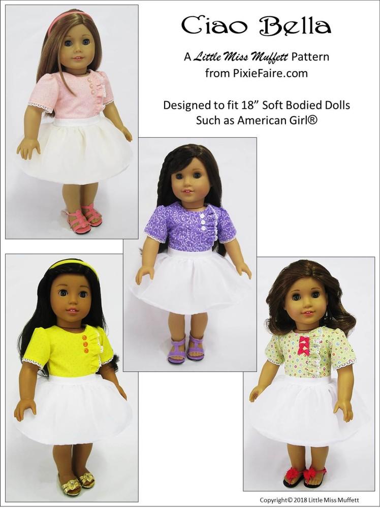 Little Miss Muffett 18 Inch Modern Ciao Bella 18" Doll Clothes Pattern Pixie Faire