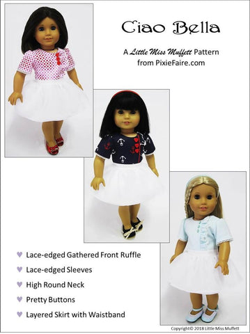 Little Miss Muffett 18 Inch Modern Ciao Bella 18" Doll Clothes Pattern Pixie Faire