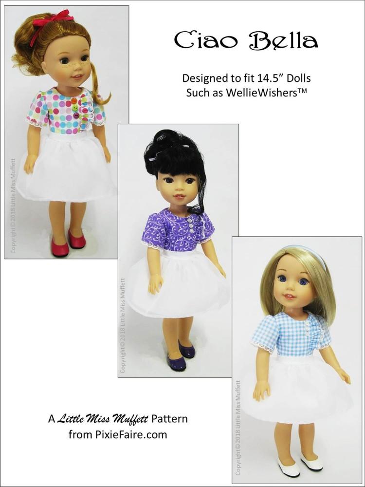 Little Miss Muffett WellieWishers Ciao Bella 14.5" Doll Clothes Pattern Pixie Faire