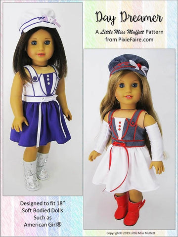 Little Miss Muffett 18 Inch Modern Day Dreamer Dress 18" Doll Clothes Pattern Pixie Faire
