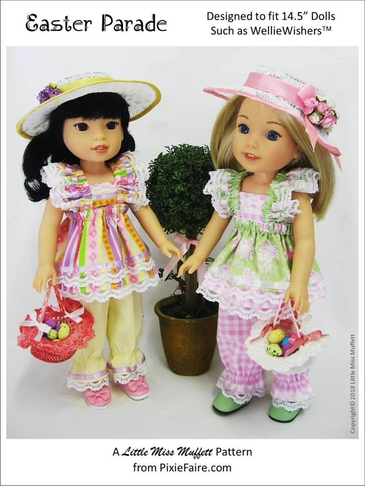 Little Miss Muffett WellieWishers Easter Parade Bundle 14.5" Doll Clothes Pattern Pixie Faire